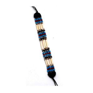 Four Row Choker Necklace Buffalo Bone Hairpipe and Beads